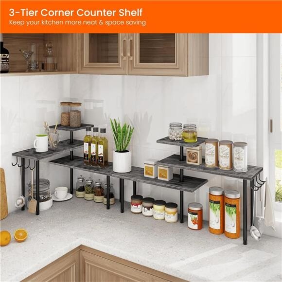 Kitchen Countertop Organizer, 3 Tier Corner Shelf Bathroom Counter - Picture 3 of 7